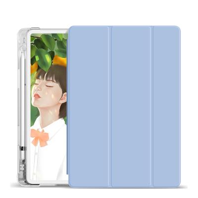 China Hot Selling Magnetic Auto-sleep New Design TPU PU Tablet Transparent Case with Pencil Holder for iPad pro 11 2018/2020/2021 for sale