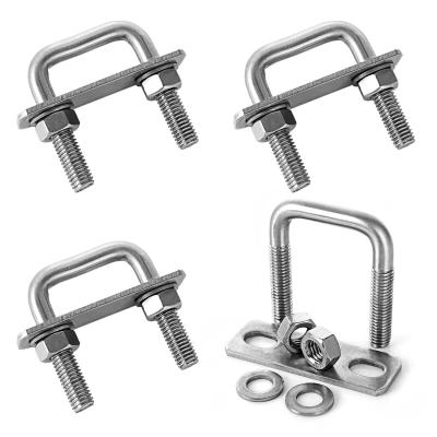 China M16 M20 Carbon Steel Cold Pressing Square U Bolt Pipe Clamp For Tractors Grade 4.8 6.8 for sale