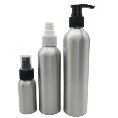 China Eco-friendly Black Aluminum Spray Bottle 30ml 50ml 100ml 150ml 250ml 500ml 8oz Aluminum Spray Bottle Hand Wash Bottle With Sprayer for sale