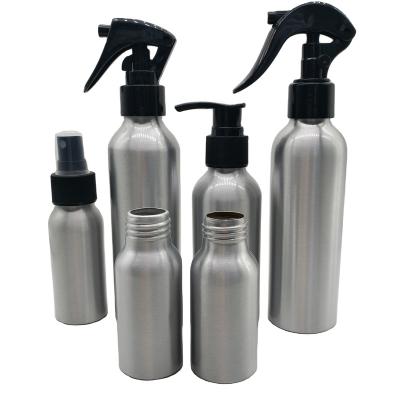 China 30ml 50ml 100ml 120ml 500ml Mouse Mouth Alcohol Lotion Cosmetic Disinfection Opaque Fine Mist Spray Aluminum Bottle for sale