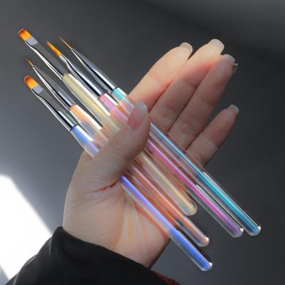 China Aokitec Aurora Light Pen Professional Custom 3D luxury nylon nail Art Liner Brushes Packaging Fine set for sale