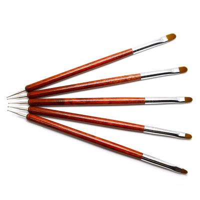 China Full Set Durable Good Quality Angled Aokitec Mold Nail Art Artificial Drawing Brush Customized Wood Building Branded 2 In 1 On Glue for sale