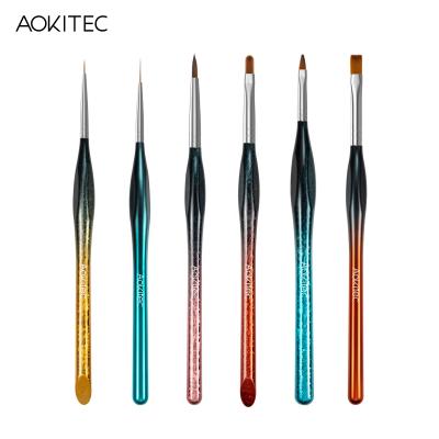 China Aokitec Durable Custom Drawing Detailing Acrylic Shade Coating Nail Art Design Brush for sale