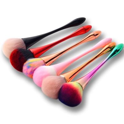 China Aokitec Multifunctional Colorful Rainbow Long Handle Nail Removal Cleaning Tools Make Up Dust Brush for sale