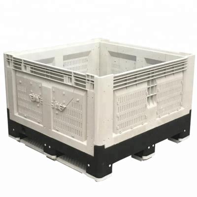 China Single Faced Foldable Plastic Pallet Trash Can With Drop Door for sale