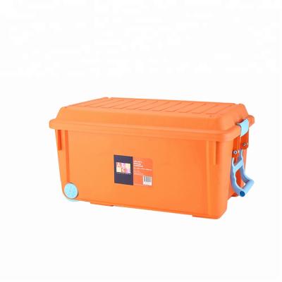 China Sustainable plastic storage box with handle and wheels for sale