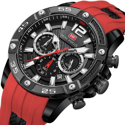 China Mini Focus Men's Hands Custom Made Men's Wrist Watch Bestselling Chronograph Silicone Rubber Luminous Fashion Strap 0349G Chronograph Watches for sale