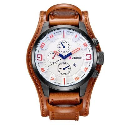 China Full Calendar Curren 8225 relojes hombre leather strap quartz watch military sports waterproof wristwatches for men for sale