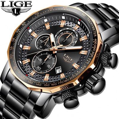 China Relogio Masculino Lige Big Date Watch 9902 Mens Sports Chronograph Stainless Steel Dial Automatic Wristwatches for sale