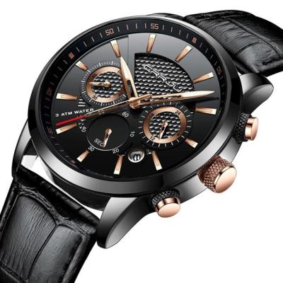 China Chronograph Fashion Brand CRRJU 2212L Luxury Men's Wristwatches Leather Band Analog Chronograph Wrist Watch for sale