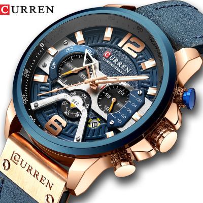 China Auto Date New Style Curren 8329 Quartz Men Wristwatch Sport Brand Military Watches Large Casual Chronograph Dial Top for sale