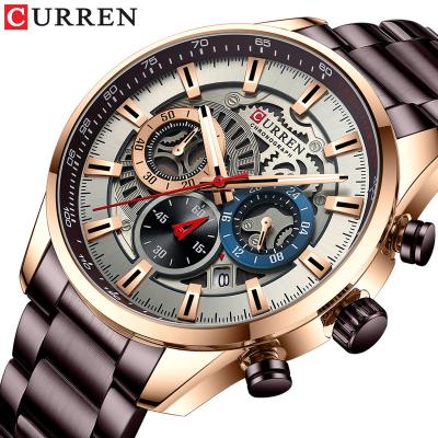 China CurrenTop Brand Chronograph Bestselling Brand Quartz Watch Wrist Men With Luminous Hands Sport Chronograph Stainless Steel Hollow Watches for sale