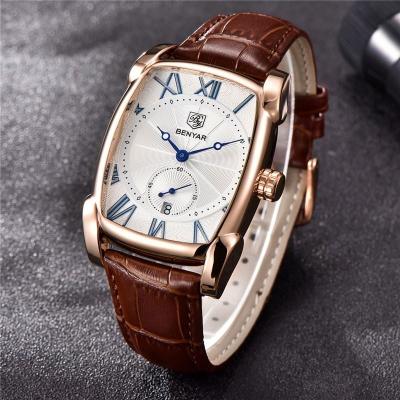 China BENYAR 5114M Casual Men Leather Chronograph Strap Quartz Fashion Watches Auto Date Water Resistant High Quality Wrist Watch for sale