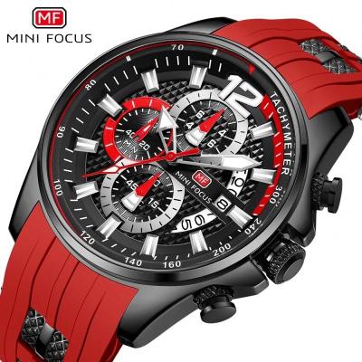 China Auto Date Mini Focus 0350 Gears Relogio Calendar Luminous Quartz Silicone Strap Military Chronograph Watch for sale