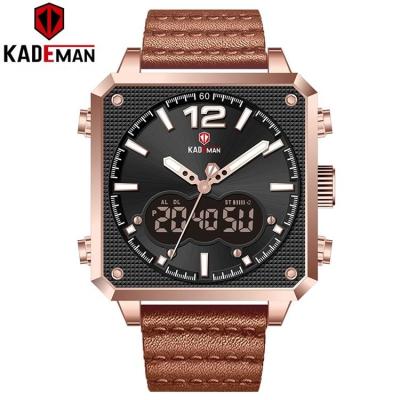 China KADEMAN K9038 Alarm Designer Mens Brand Watches Dual Display Leather Band Functional Cheap Led Digital Watches For Men for sale