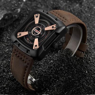 China Date KADEMAN 612G Automatic Calendar Analog Water Resistant Men's Quartz Function Genuine Leather Wristwatch For Man for sale