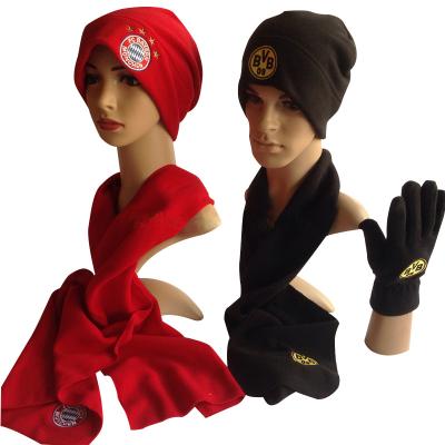 China Promotional Long Fleece Winter Scarf Hat Gloves Sets Factory With Embroidered Logo for sale