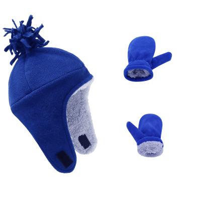 China Factory Sale Cute And Warm Cheap Price Kids Promotional Warm Hat Mitten Sets Winter Faux Fur Warm Kids Checked Mow Hat Glove Sets for sale