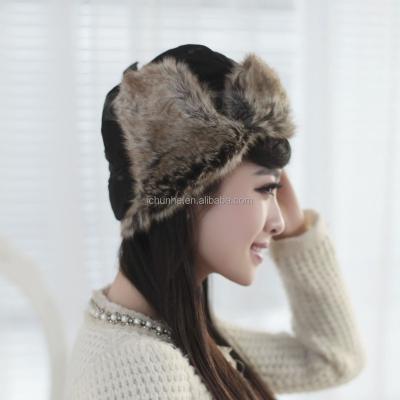 China COMMON cheap factory soft new and warm high quality winter earflap girls fake fur hats for sale