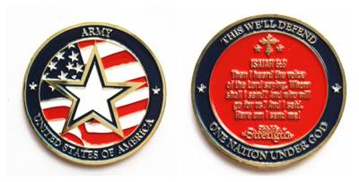 China 45mm dia. Double-sidedUSA ARMY zinc alloy COIN with soft enamel for sale