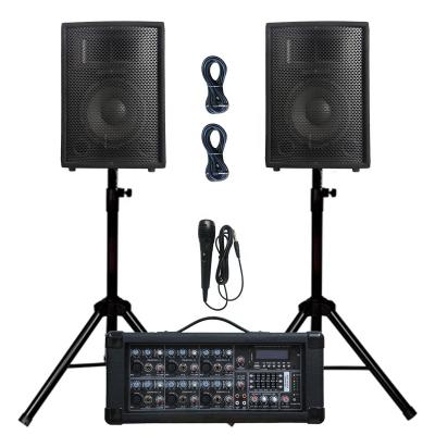 China 1000W 2X10 Wireless Professional Audio Sound Box BT PA Speaker System TWS Karaoke Sets 6 Channel Powered Talking Mixer+stand+mic bocina for sale