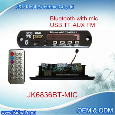 China JK6836BT-MIC board usb mp3 microphone tooth blue speaker audio transmitter module for sale