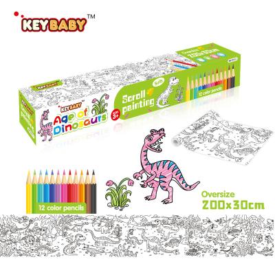 China paper & Cardboard Kids Painting Drawing Paper Poster Roll Coloring Toys For Kits With 12 Pencils Crayons Coloring Book for sale