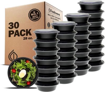 China 16OZ 24OZ 32OZ 37OZ 48OZ 58OZ Black Round Microwavable Food Containers With Lids Microwavable Bento Box # for sale