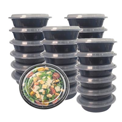 China Supplier 32OZ Black Round PP Plastic Microwavable Microwavable Fast Food Disposable Meal Prep Containers With Lids for sale