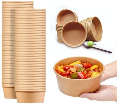 China 16Oz ODM/OEM Recipiente De Comida Round Brown Eco-Friendly Eco-Friendly Takeaway Salad Wrapping Paper Fast Edible Packaging Manufacturer for sale