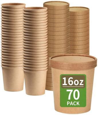 China 16Oz Biodegradable Round ODM/OEM Kemasan Makanan Biodegradable Brown Eco-Friendly Take Out Salad Wrapping Paper Fast Edible Packaging Manufacturer for sale