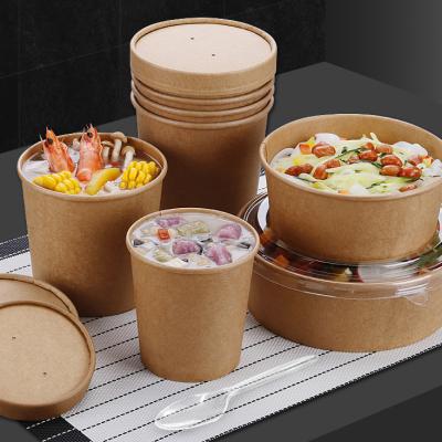 China 12Oz ODM/OEM Kraft Paper Quick Packing Bowl Eco-Friendly Biodegradable Compostable Brown Salad Paper Bowl for sale