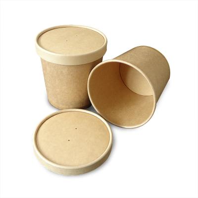 China 32Oz Eco-Friendly ODM/OEM Kemasan Makanan Round White Biodegradable Compostable Takeaway Salad Wrapping Paper Soup Cup Quick Edible Bowl for sale