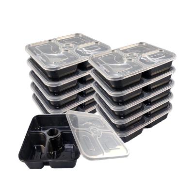 China Food Container 1000ml 1-6 / Microwavable Rectangular Packaging Compartments, Food Grade PP Disposable Plastic Storage Containers With Lid for sale