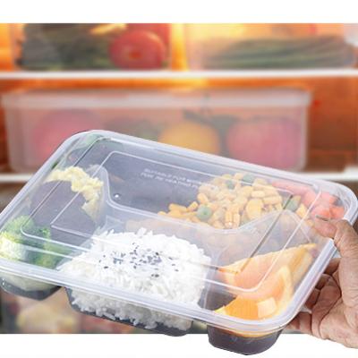 China Microwave and Freezer Safe 1000ml 4 Compartments Take Out Food Container , Disposable Plastic Microwavable Storage Containers With Lid for sale