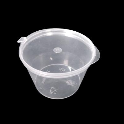 China 4oz/100ml PP Viable Injection Sauce Disposable Plastic Cup With Hinged Lid, Small Plastic Cups With Lids for sale