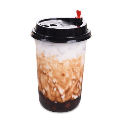 China Custom Single Wall Logo Yogurt Milktea Cups U Shaped Plastic Cup, Disposable Plastic Clear Boba Milk Tea Cup With Dome Lid for sale