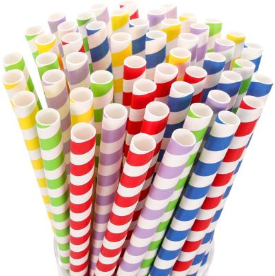 China Color Disposable Striped Hot Sale Custom Design Paper Drinking Straw for sale