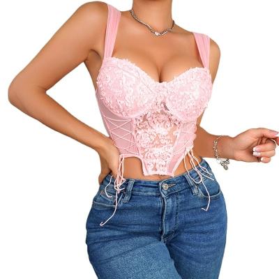 China Silk/cotton new desire sexy pure knit small wind outdoor wear inside package chest repair body women girls lace up underwear for sale