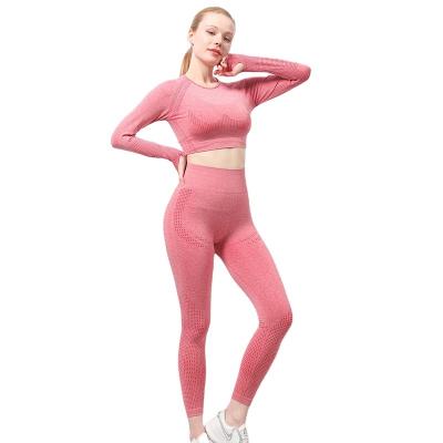 China Five-Piece Yoga Clothes Set Seamless Women's Sports Underwear Breathable Bra Short Sleeve Shorts Long Sleeve Pants Fitness Clothing Set for sale