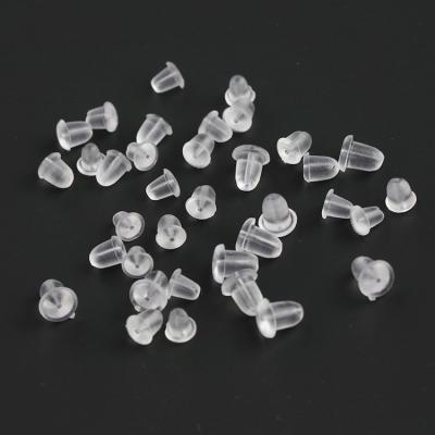 China High Quallity 1000pc 5*4mm Soft Silicone Rubber Earring Back Stoppers for Stud Earrings DIY Earring Findings Accessories Bullet Tube Ear Plugs for sale