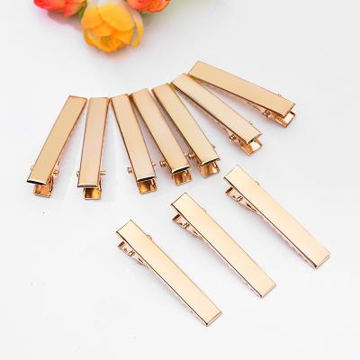 China Decoration Wholesale Handmade Diy Flat Metal Duck Bill Clip Bb Girls Women Spring Duck Hairpins Alligator Teeth Hair Clips Rose Gold for sale