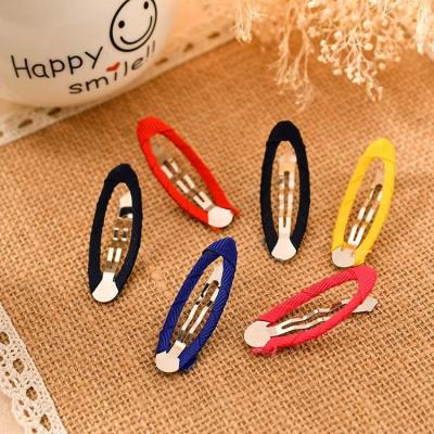 China Decoration 2023 Latest Wholesale Bulk Plain Cloth Fabric Covered Hairpins Kids Girl Women Alloy Snap Hair Clip Barrettes Accessories for sale