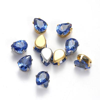 China Shinning Multiple Colors Wholesale Zircon Drop Claw Stones Drop Claw Stones With Copper Base Drop Crystal Rhinestone for sale