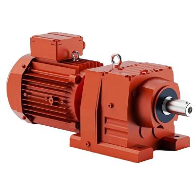 China Hotels R37 47 helical geared reducer supplier 57 67 77 axis motor yeduc speed velocidad reductores serial-parallel for sale