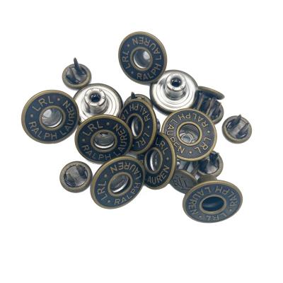 China Viable High Quality Brass Material Denim Buttons Leg Jeans Buttons With Engraved Logo for sale