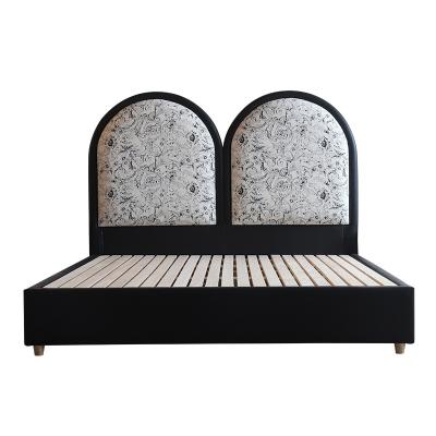 China Other French resumption of work Luxury Modern Design Bedroom Furniture Set King Size Wood Frame Upholstered  Fabric Soft Bed for sale