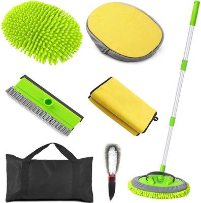 China Chenille Head Aluminum Alloy Microfiber Long Handle Sweep Broom Car Washer Cleaner Kit Car Wash Brush Kit for sale