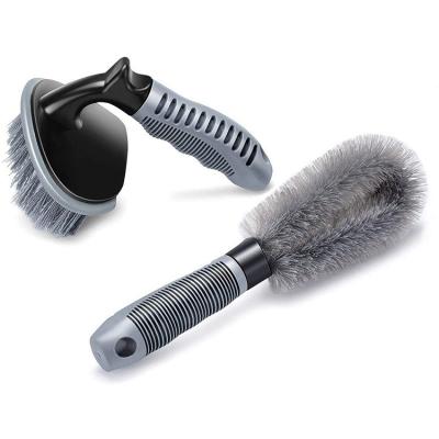 China Universal Microfiber Expandable Plastic Car Handle Brush Universal Car Tire Washing Detailing Brush for sale