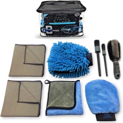 China Car Cleaner Detailing Kit Set With Fabric Bag Sponge Towel Brush Detailing Car Wash Station Portable Cleaner Kit Set for sale